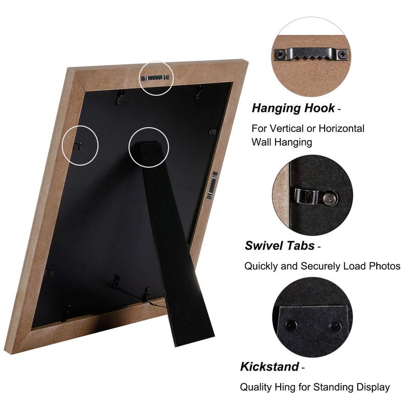 UMICAL 4x6 Picture Frames 4-Opening Solid Wood Collage Picture Frames Vintage Style Distressed Photo Frames with Real Glass for Table Top Stand or Wall Hanging - Image 5